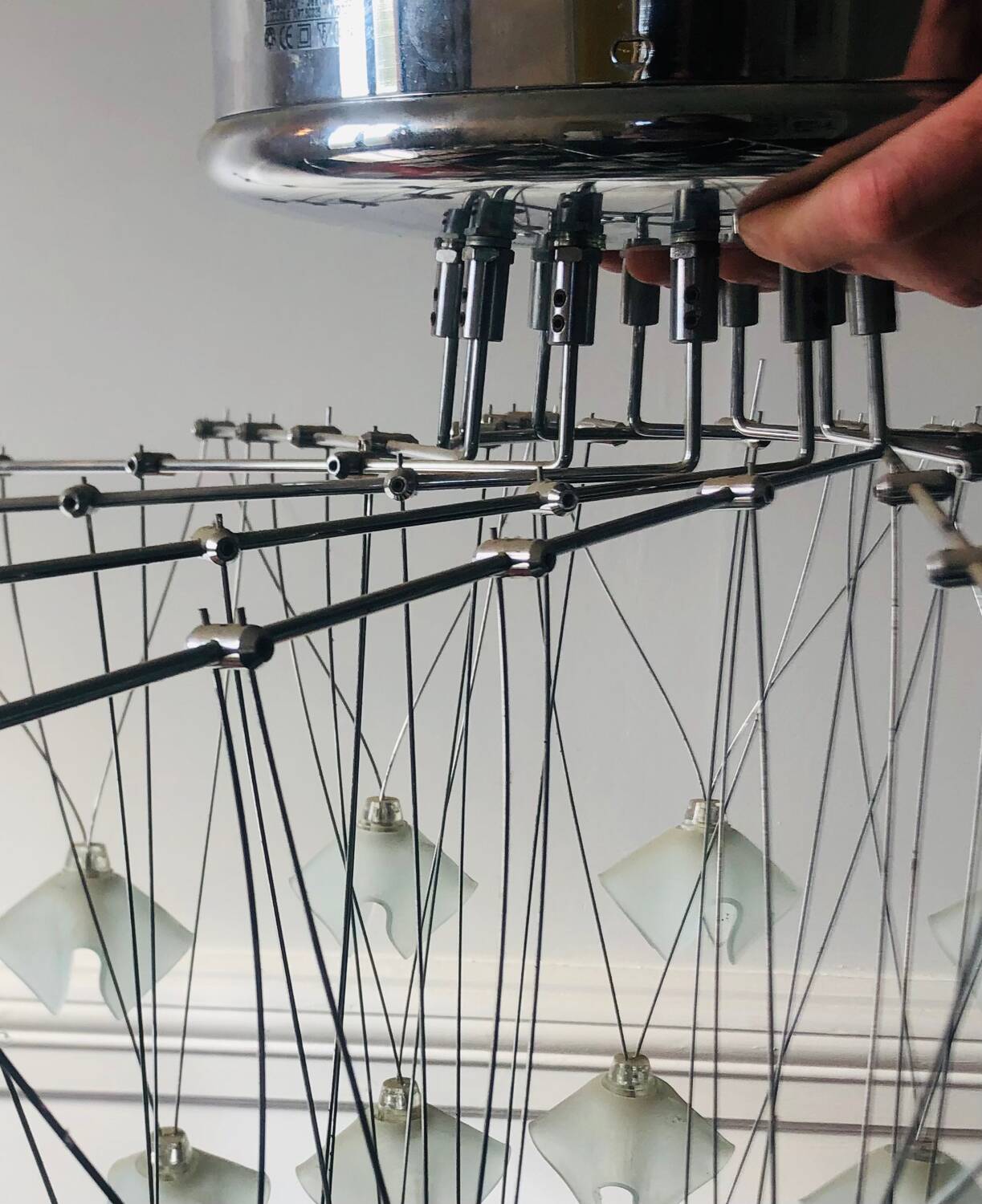 Lustre en cascade Lucciole par MetalSpot, italy, chromé et verre dépol