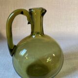 Green blown glass carafe