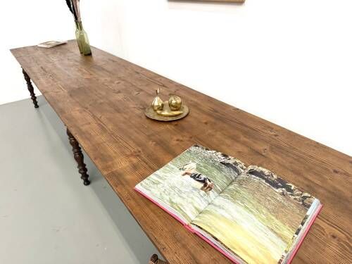 Farm table of 4 metres in solid pine, around 1900.