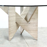 Architectural travertine dining table, 1970s