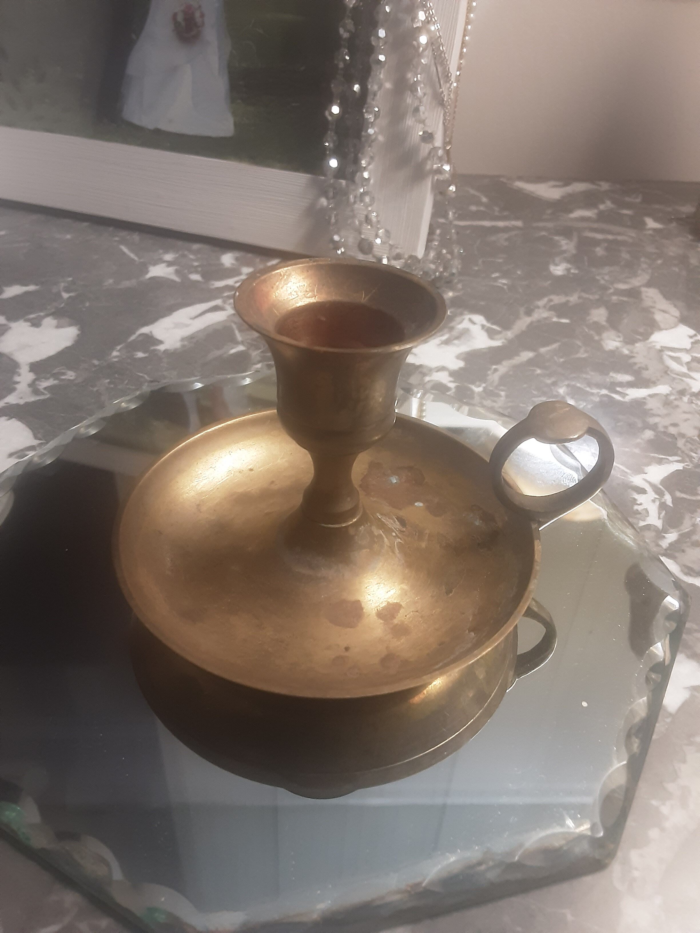 Vintage brass hand candle holder