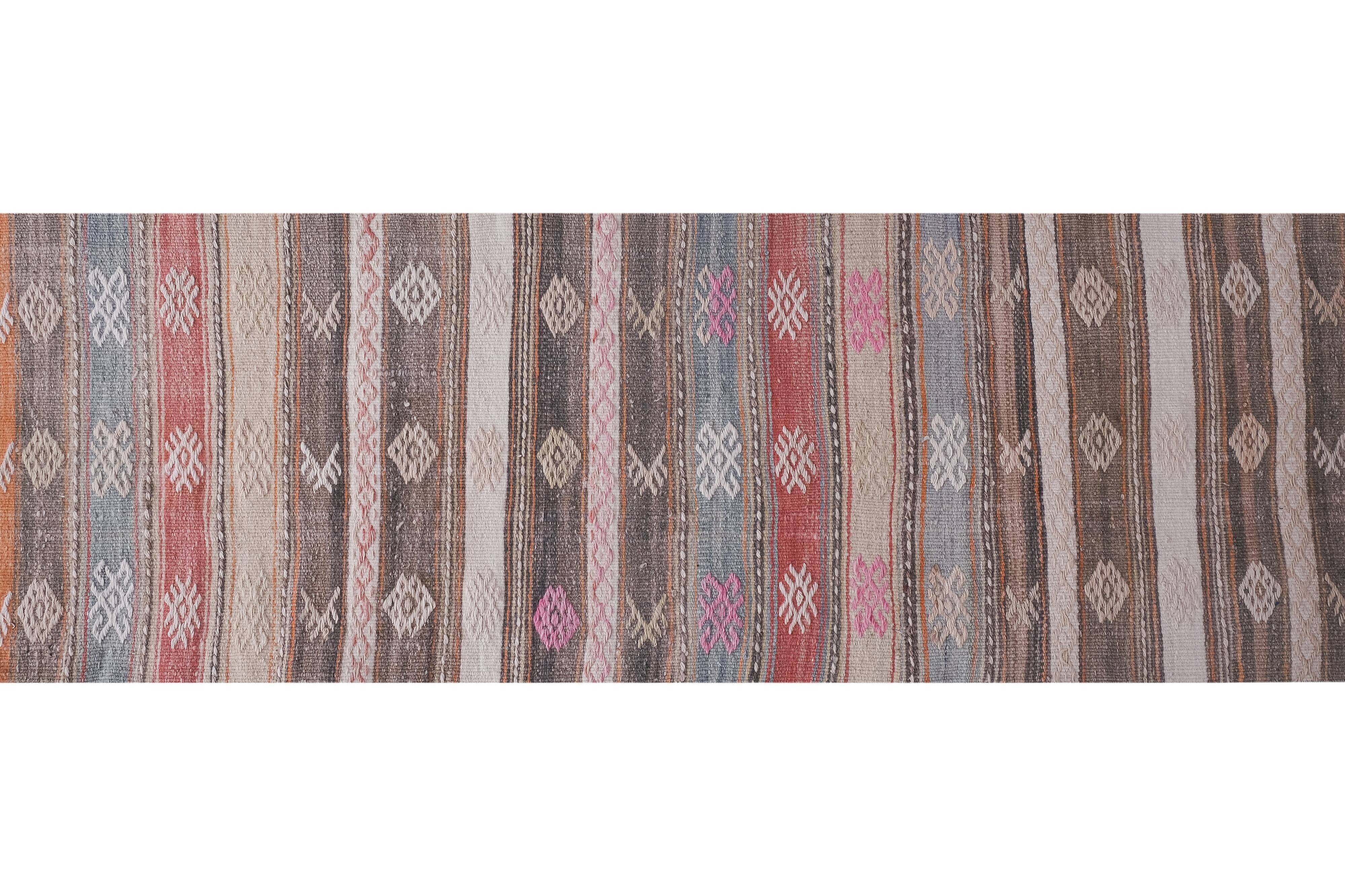 Vintage Turkish rug from Oushak, hand-woven 54x733 cm