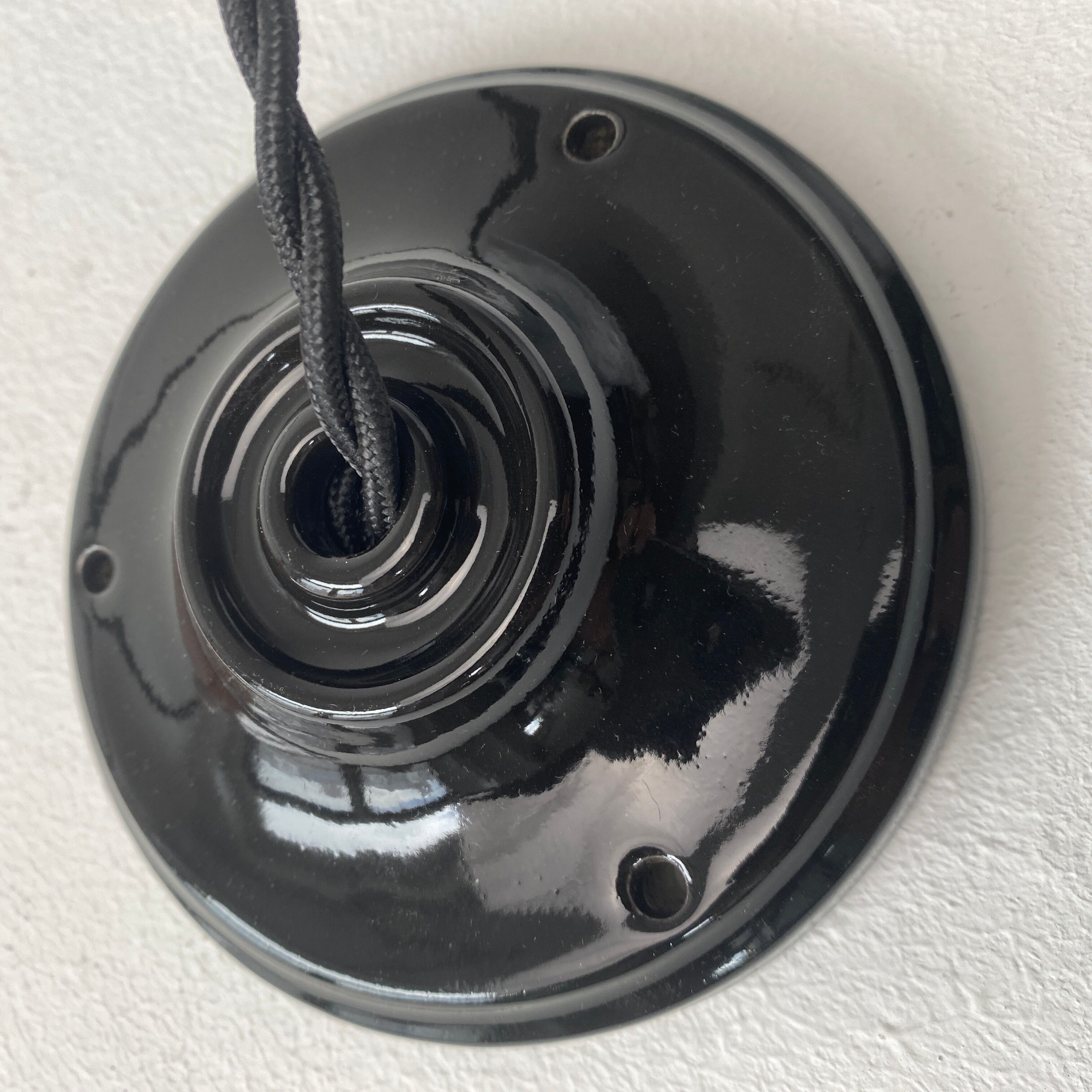 Old red enamelled industrial suspension 30 cm