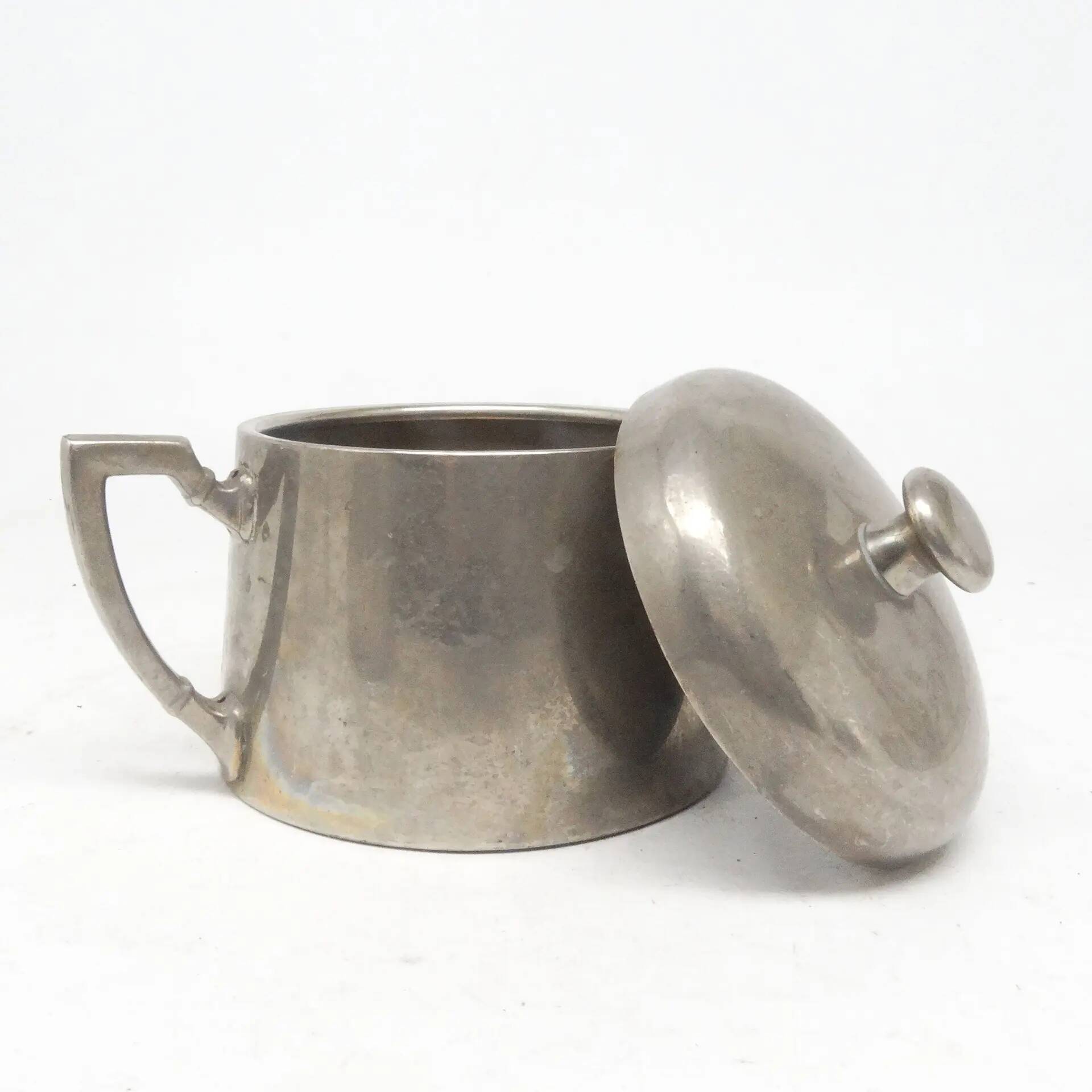 Art Deco sugar bowl, silver-plated brass, Germany, 1920s