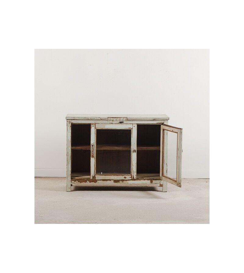 Meuble vitrine patine verte
