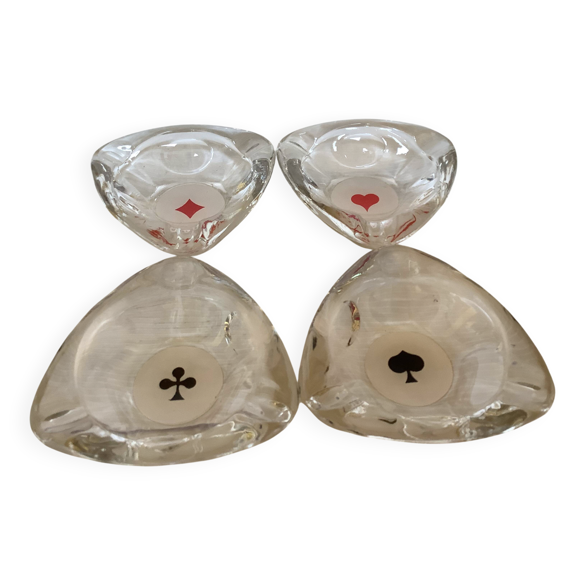 Four ashtrays playing cards spade diamond club heart