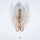 Space Age wall light in glass by Hillebrand, brass and glass.