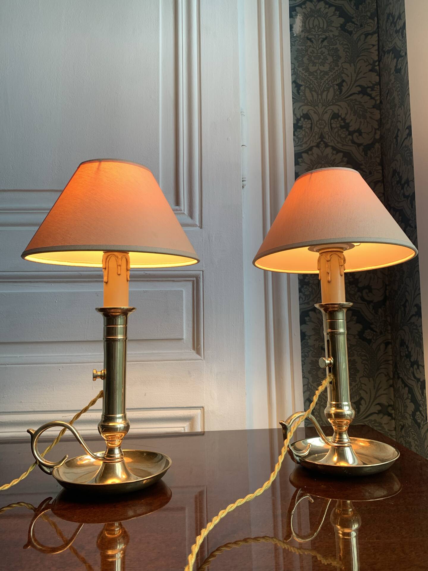 Paire de lampes bougeoirs