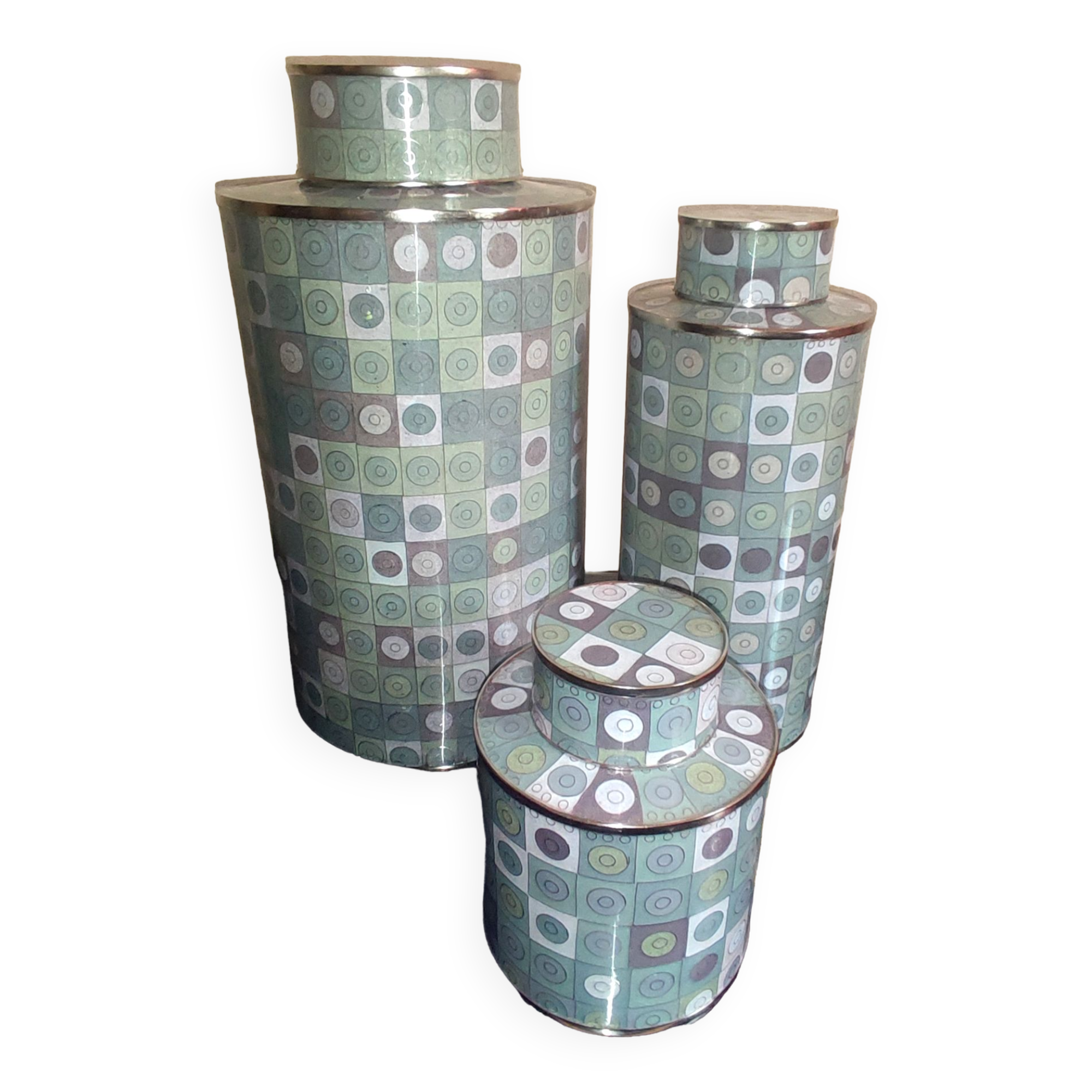 Fabienne Jouvin, set of 3 cloisonné boxes, signed