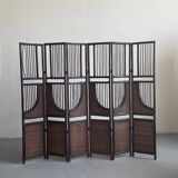 Vintage Six Panel Tinted Bamboo and Rattan Screen, Room Divider