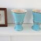 Pair of vases in blue earthenware 50s