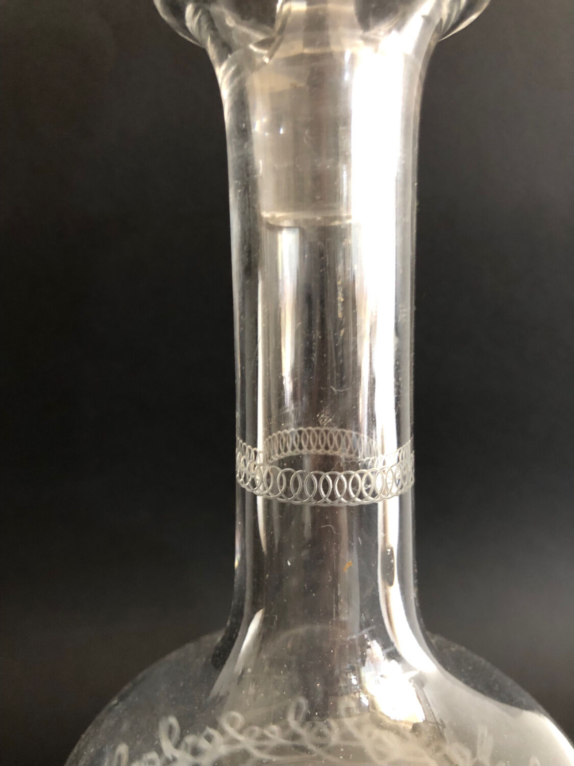 Etched glass carafe