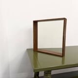 Square modernist wooden mirror — Scandinavian style, 1970s