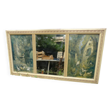 Beveled wall mirror with engravings 40s-50s