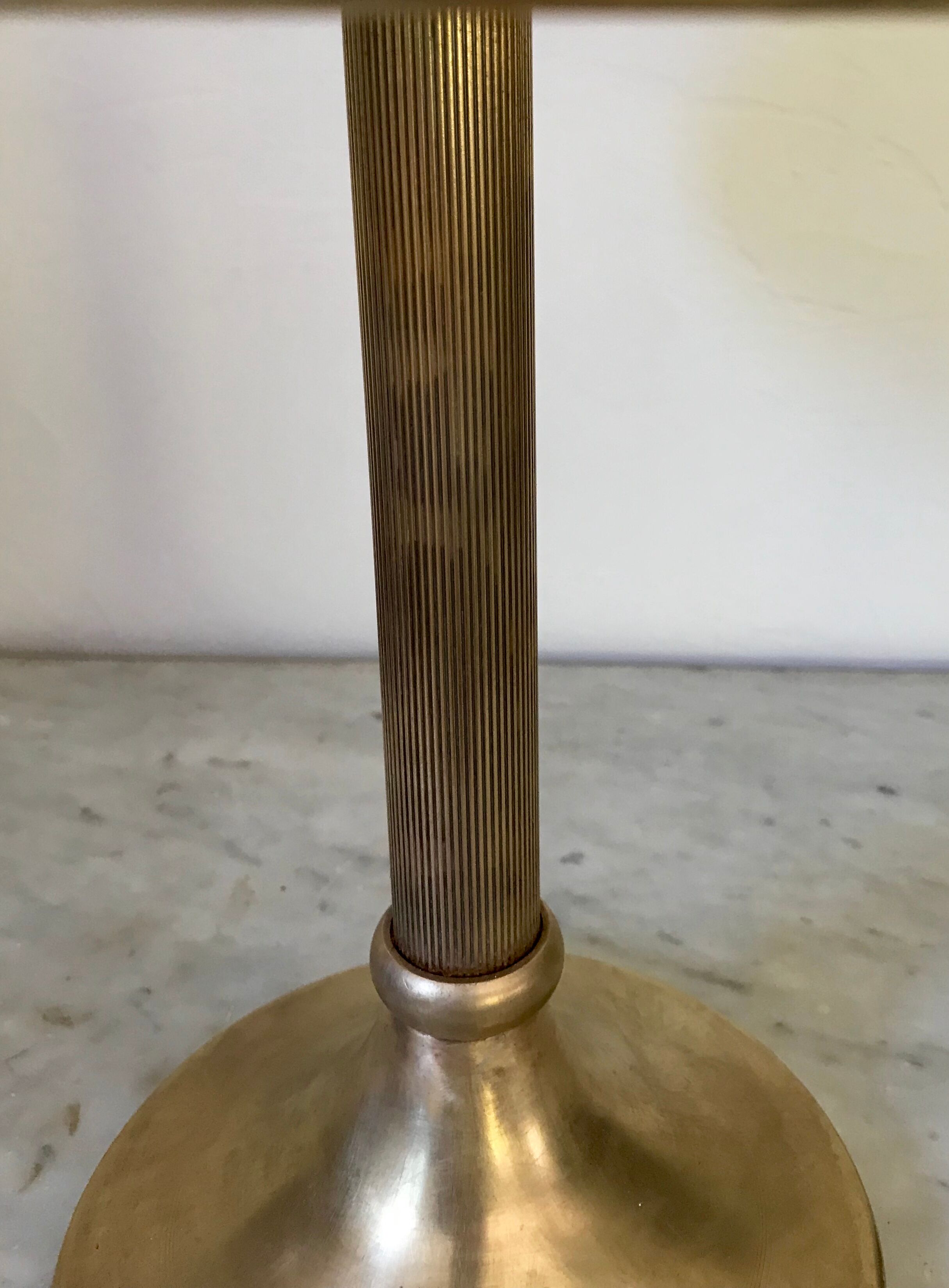 Vintage brass mushroom lamp and opaline
