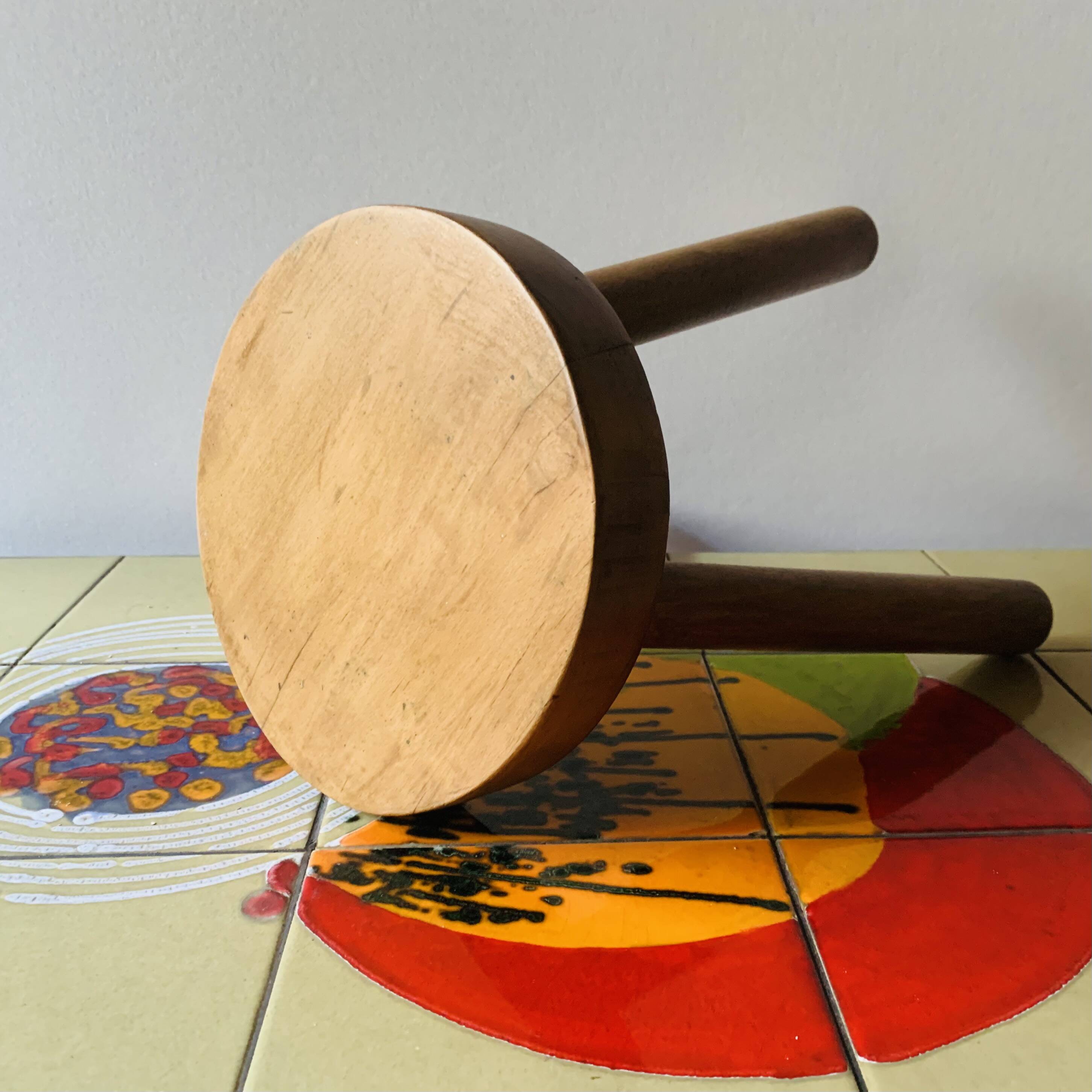 Small tripod stool in solid wood