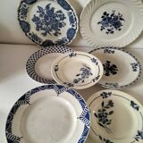 Set of 12 ironstone plates – Deep blue & red