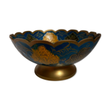 Brass cup with partitioned floral pattern chiseled contour