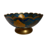 Brass cup with partitioned floral pattern chiseled contour