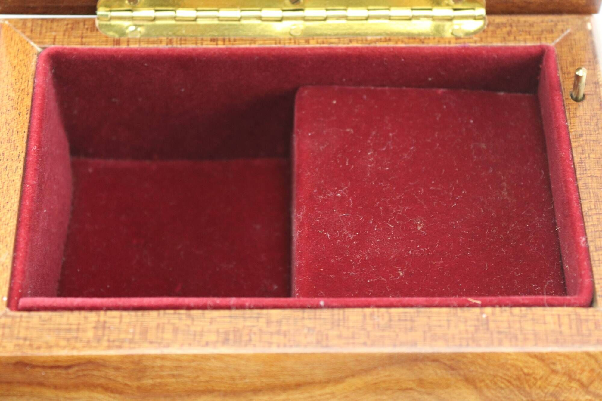 Vintage musical jewelry box in inlaid wood