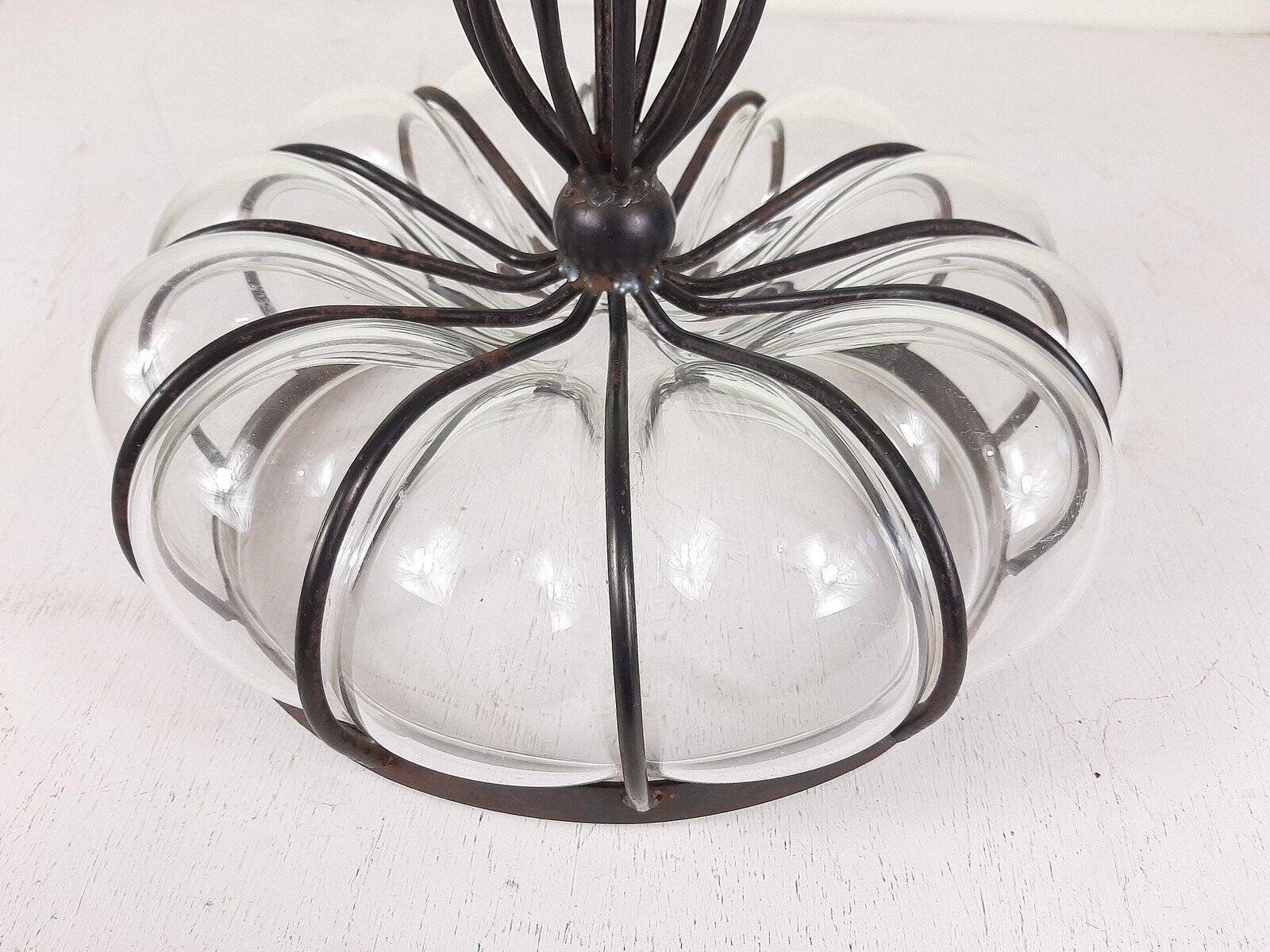 Vintage glass and metal vase, 1970s