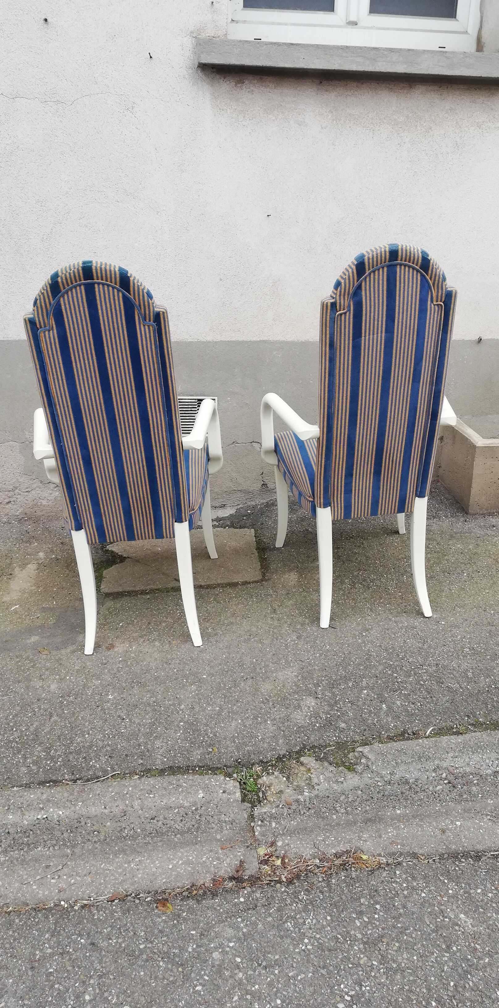Pair of vintage armchairs blue fabric