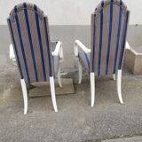 Pair of vintage armchairs blue fabric