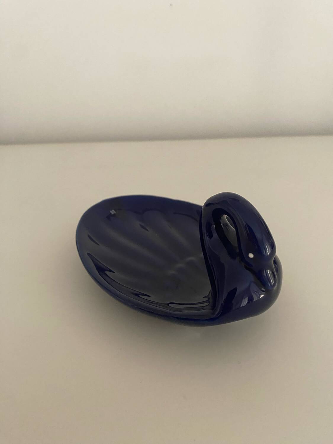 Porte-savon, vide poche cygne bleu