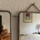 Vintage mirror 1960 triptych barber pink fabric - 21 x 49
