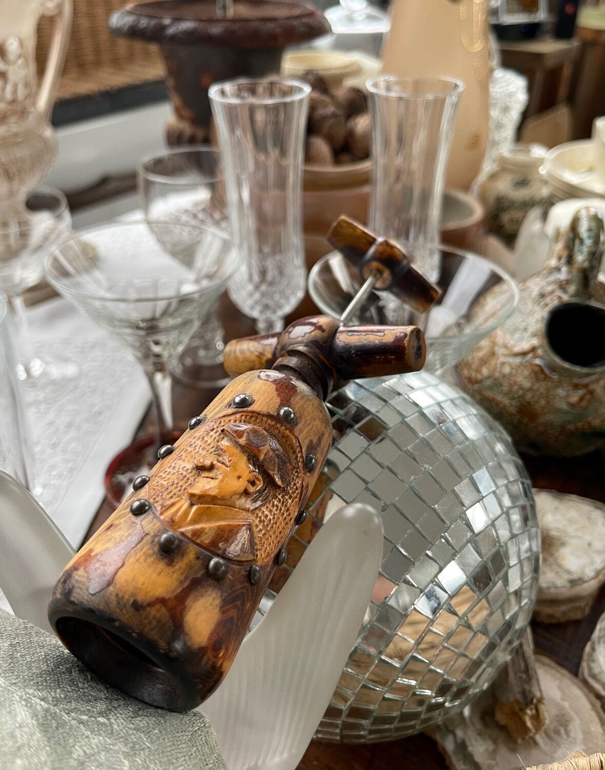 Old wooden corkscrew