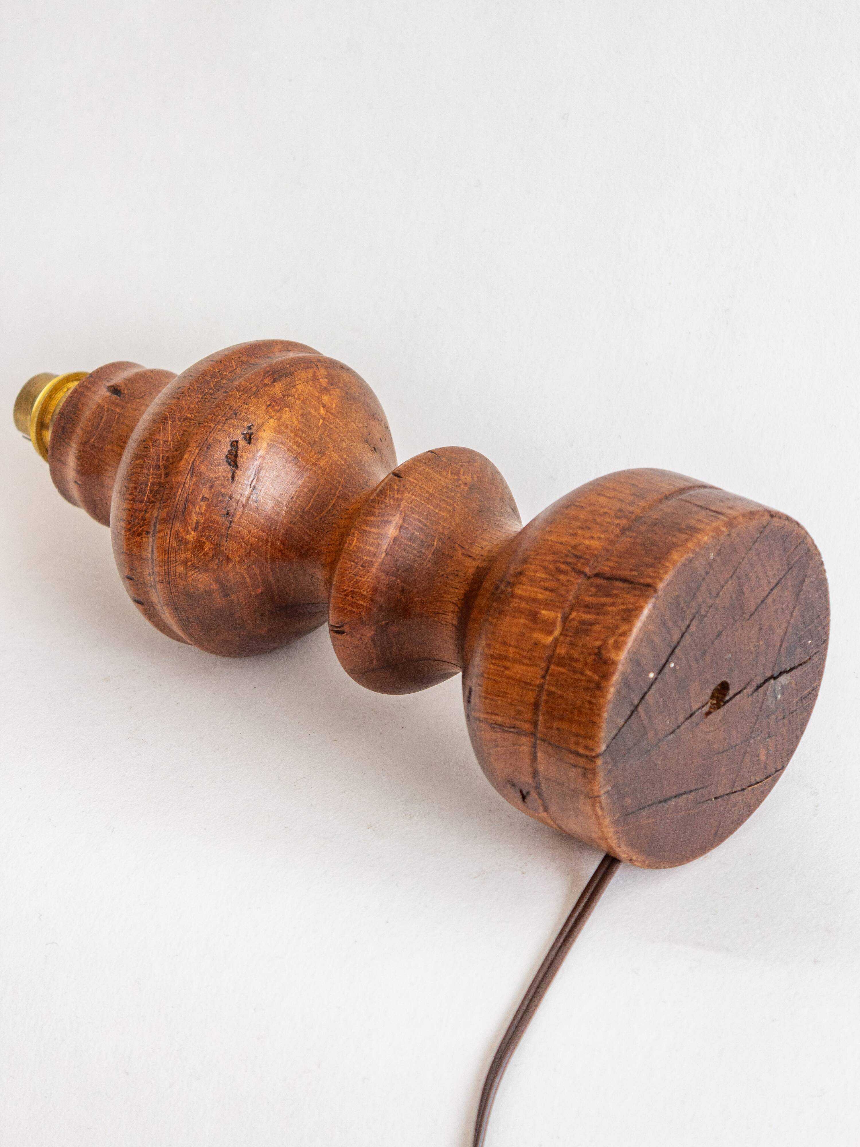 2 turned wooden lamp bases, 1940s-1960s