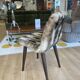 Faux fur chair with patterns & tapered dark wood legs