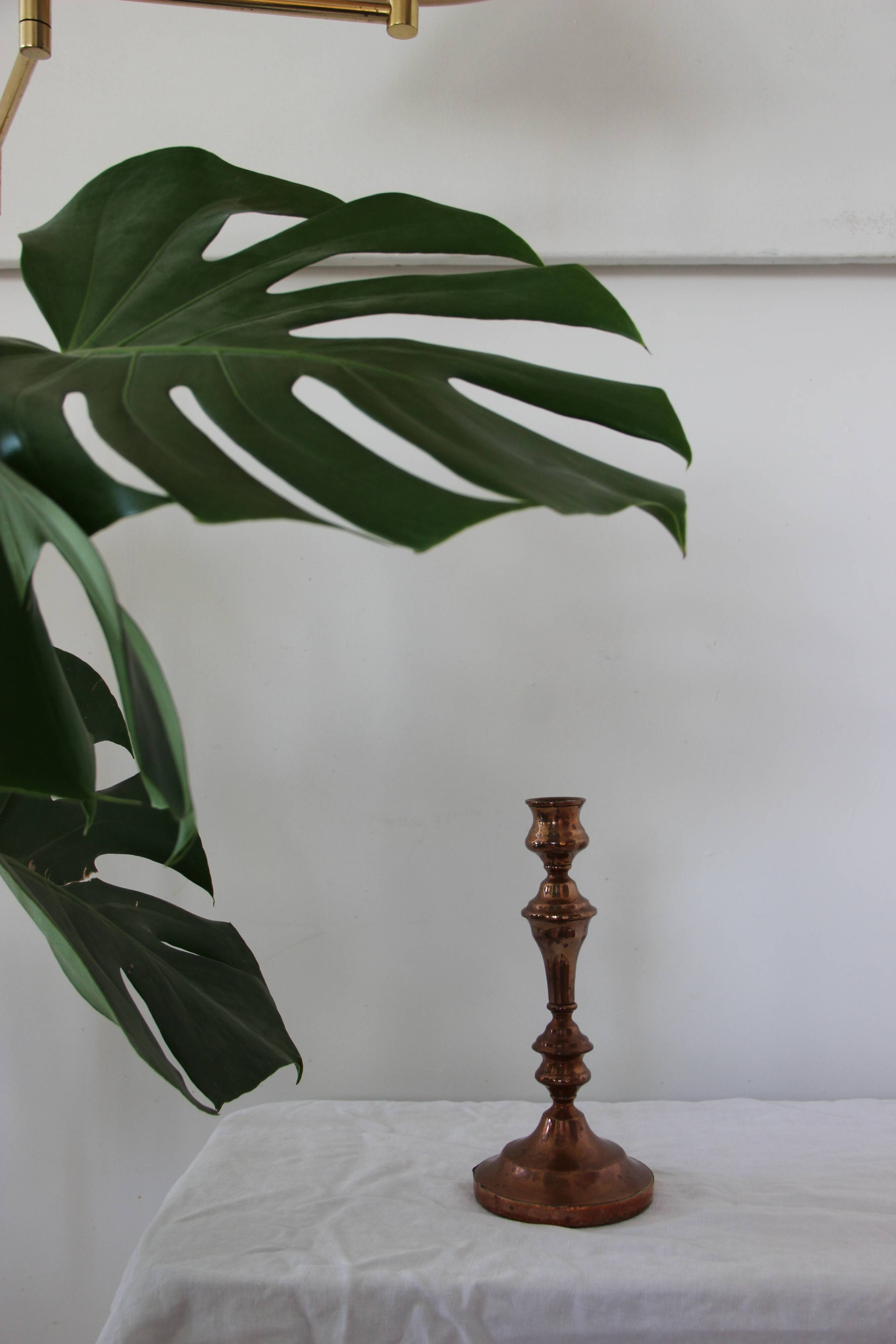 Two copper candle holders