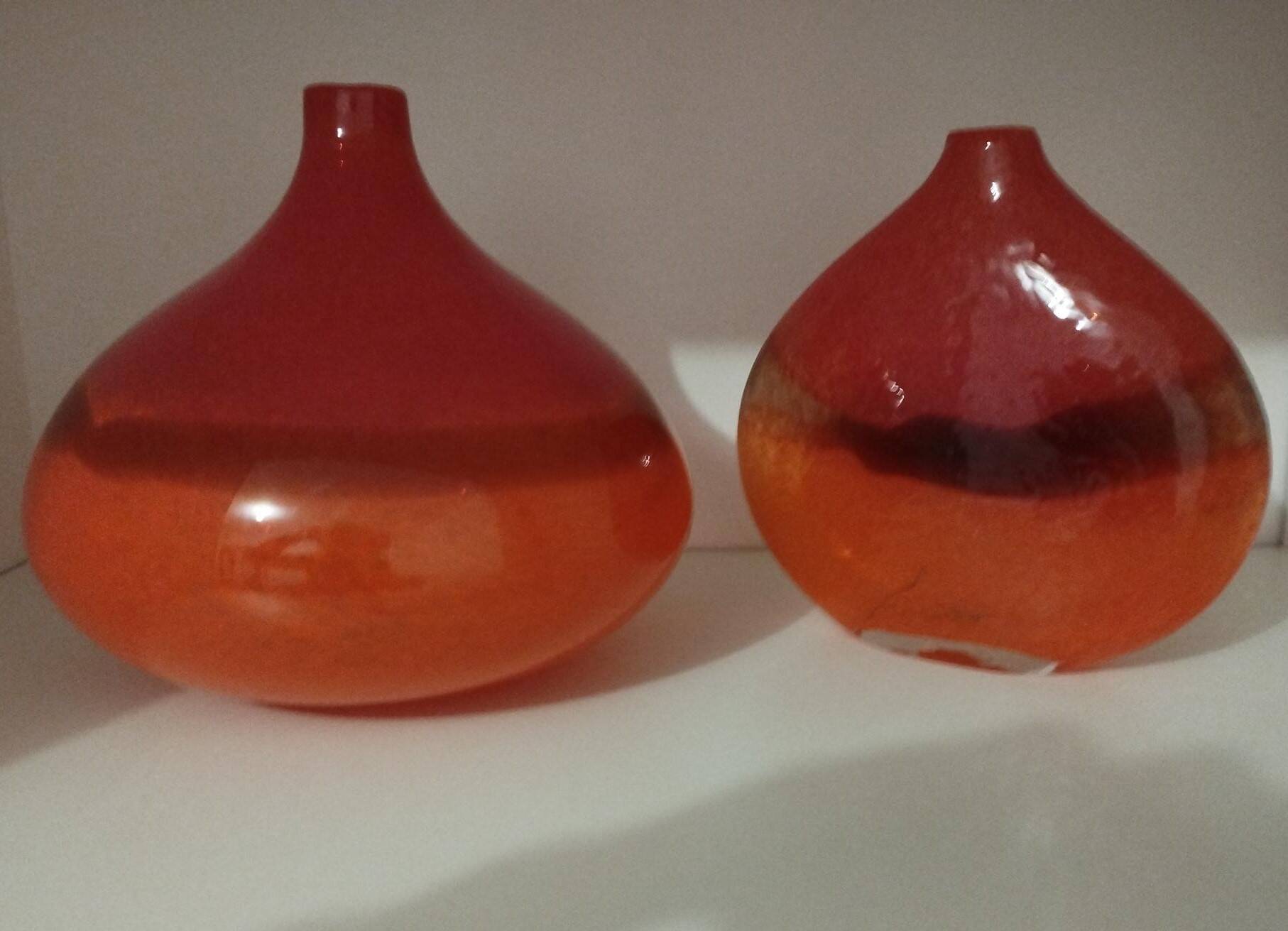Pair or 2 glass paste vases from the 80s vintage.