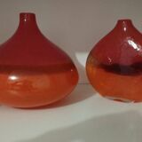 Pair or 2 glass paste vases from the 80s vintage.