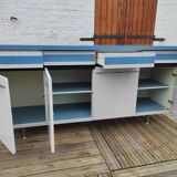 Kitchen cabinet in blue formica 4 doors 4 drawers