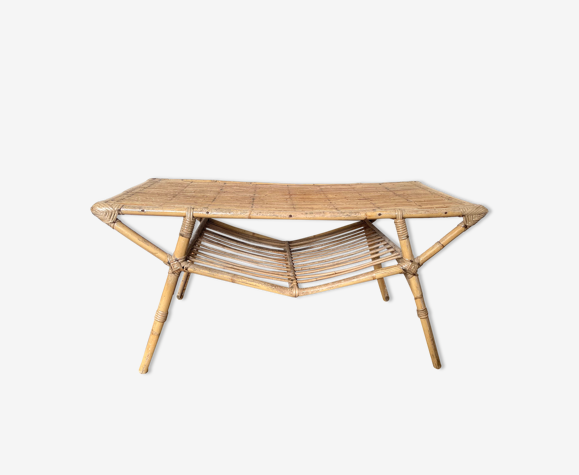 Table basse en rotin 1960