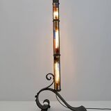 Poliarte Brutalist Italian Wrought Iron and Color Raw Glass Floor Lamp, 60