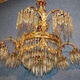 Lustre en bronze doré et pampilles fin XIXe siècle