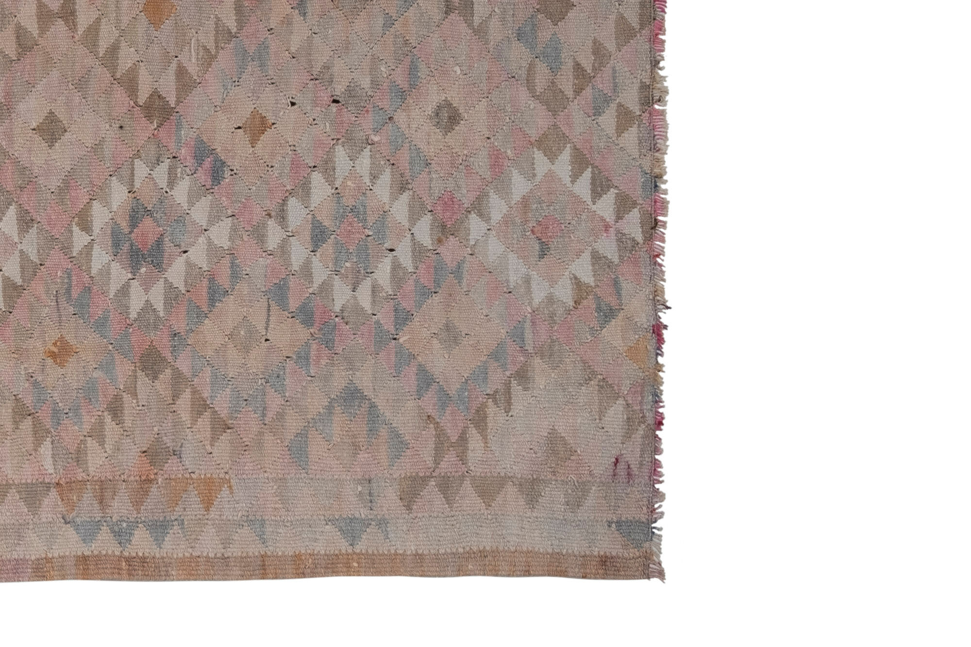 1970s Vintage Turkish Oushak Tribal Flat Woven Kilim Rug Runner 100 x 303 cm