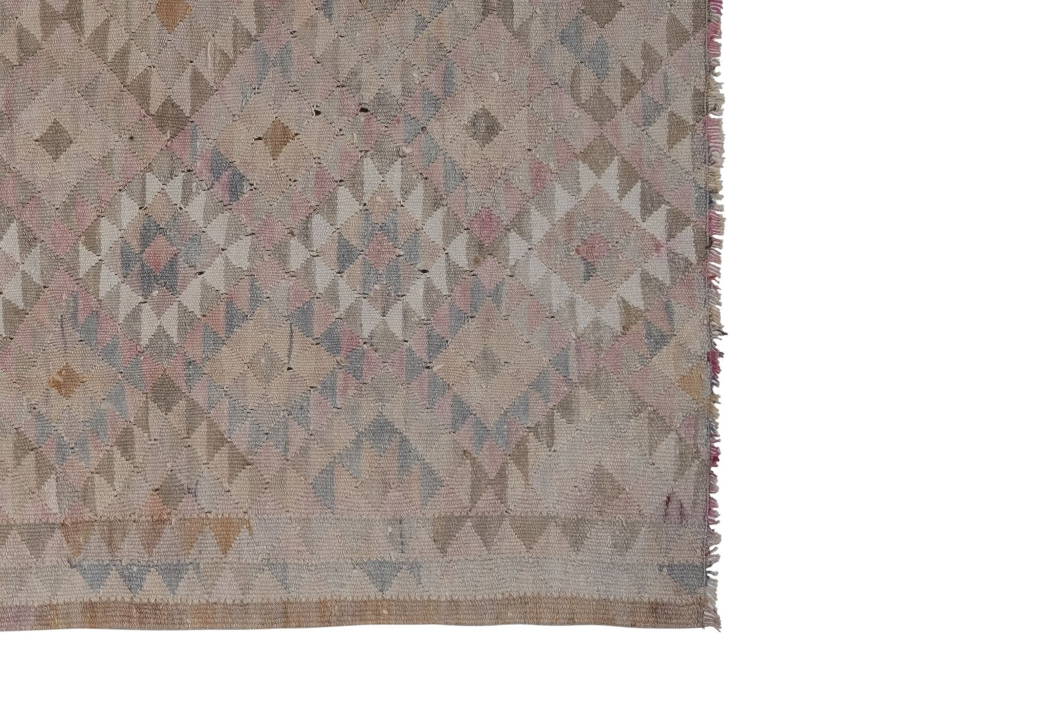1970s Vintage Turkish Oushak Tribal Flat Woven Kilim Rug Runner 100 x 303 cm