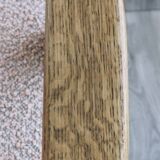 Vintage armchair in oak wood with powder pink boucle design by Chierowski.