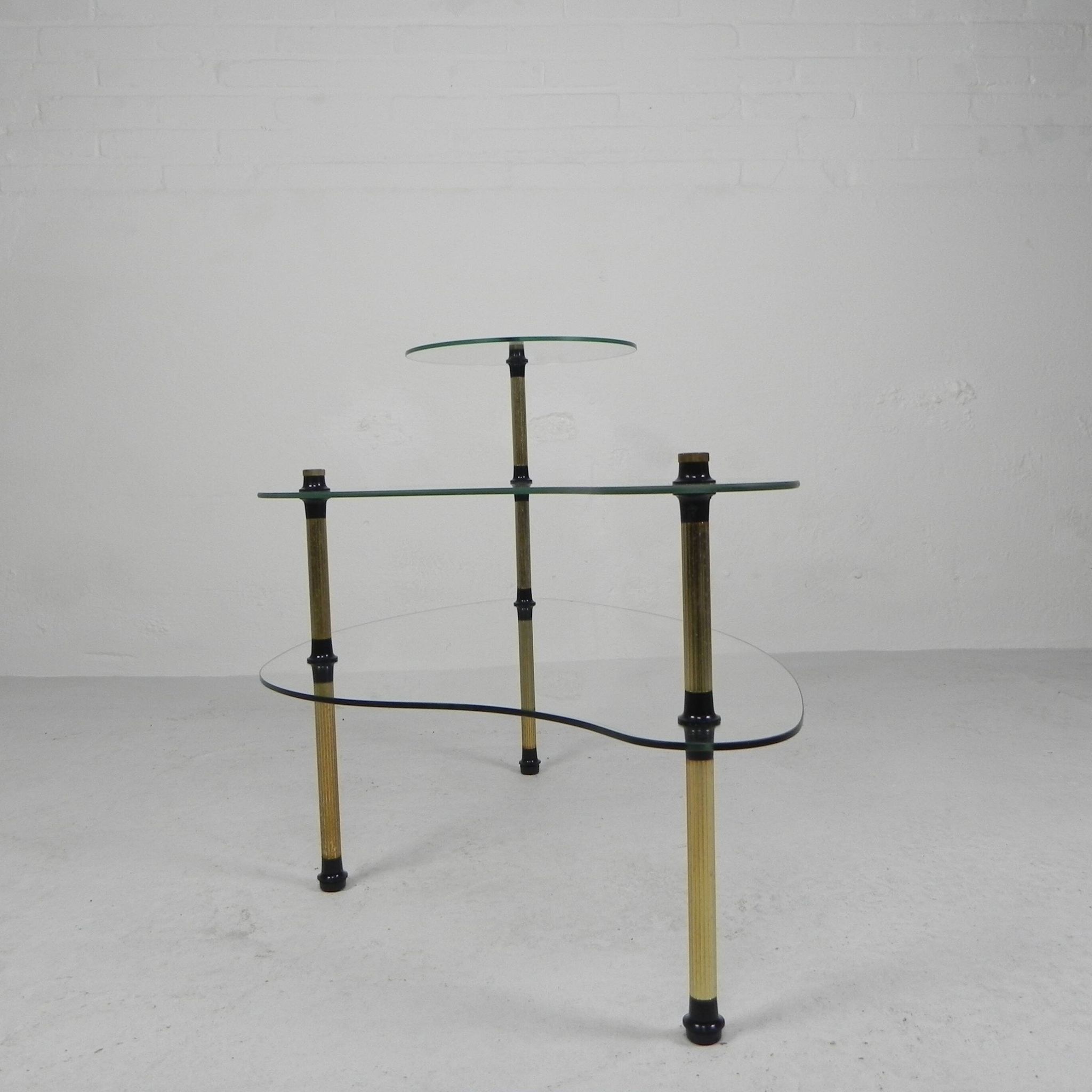 Etagere with 3 glass plates, kidney shape, 1950s