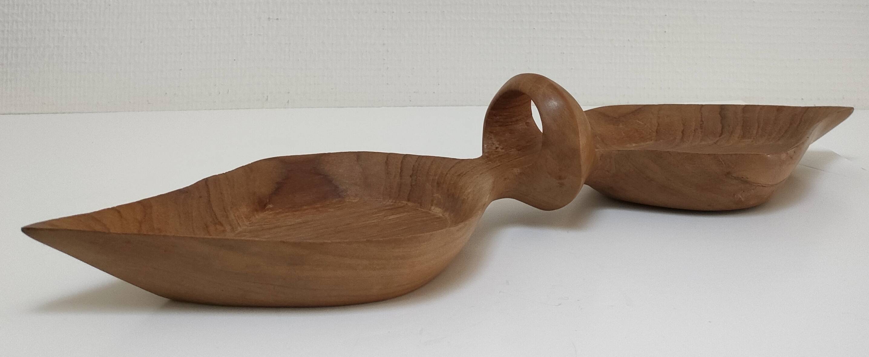 Vintage sculptural wooden pocket tray