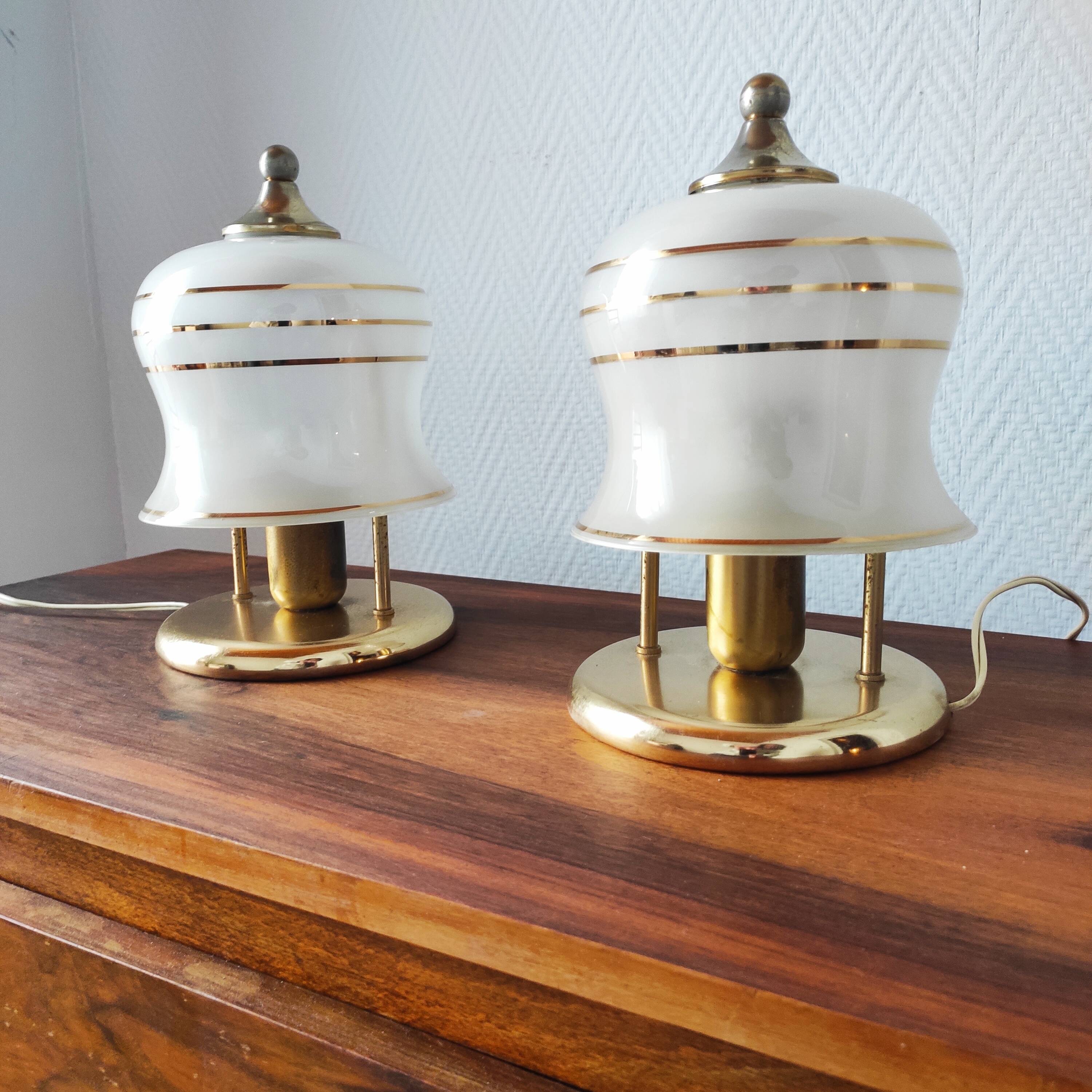 Pair of antique art deco lamps