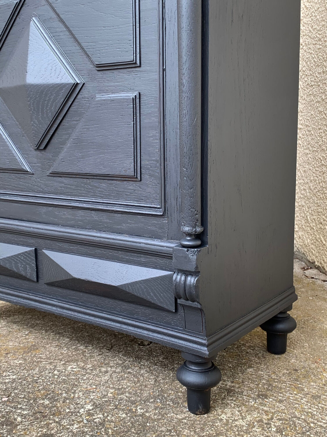 Armoire parisienne vitrée noire et vert grisé 150cm