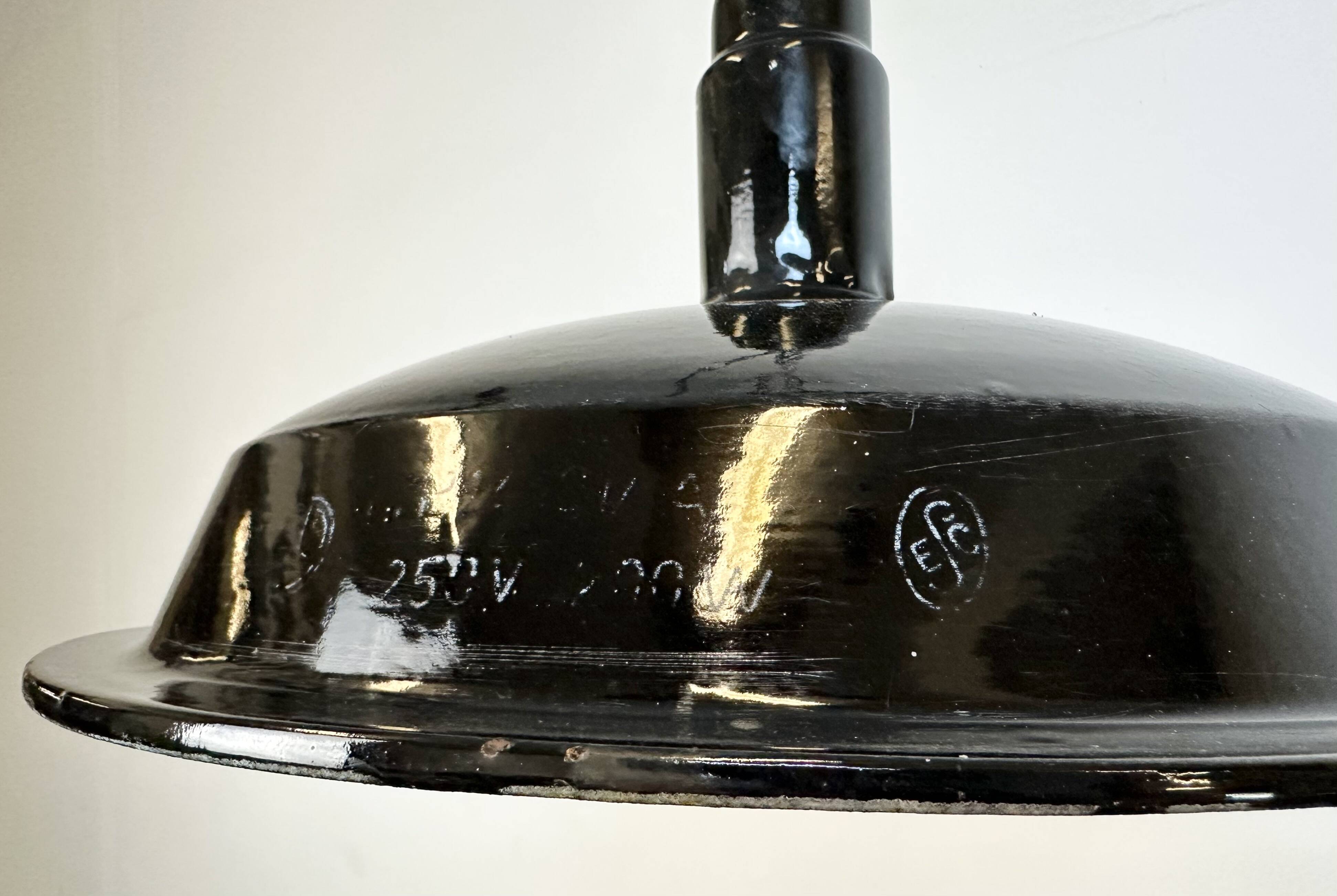 Industrial Black Enamel Factory Pendant Lamp, 1950s