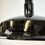 Industrial Black Enamel Factory Pendant Lamp, 1950s