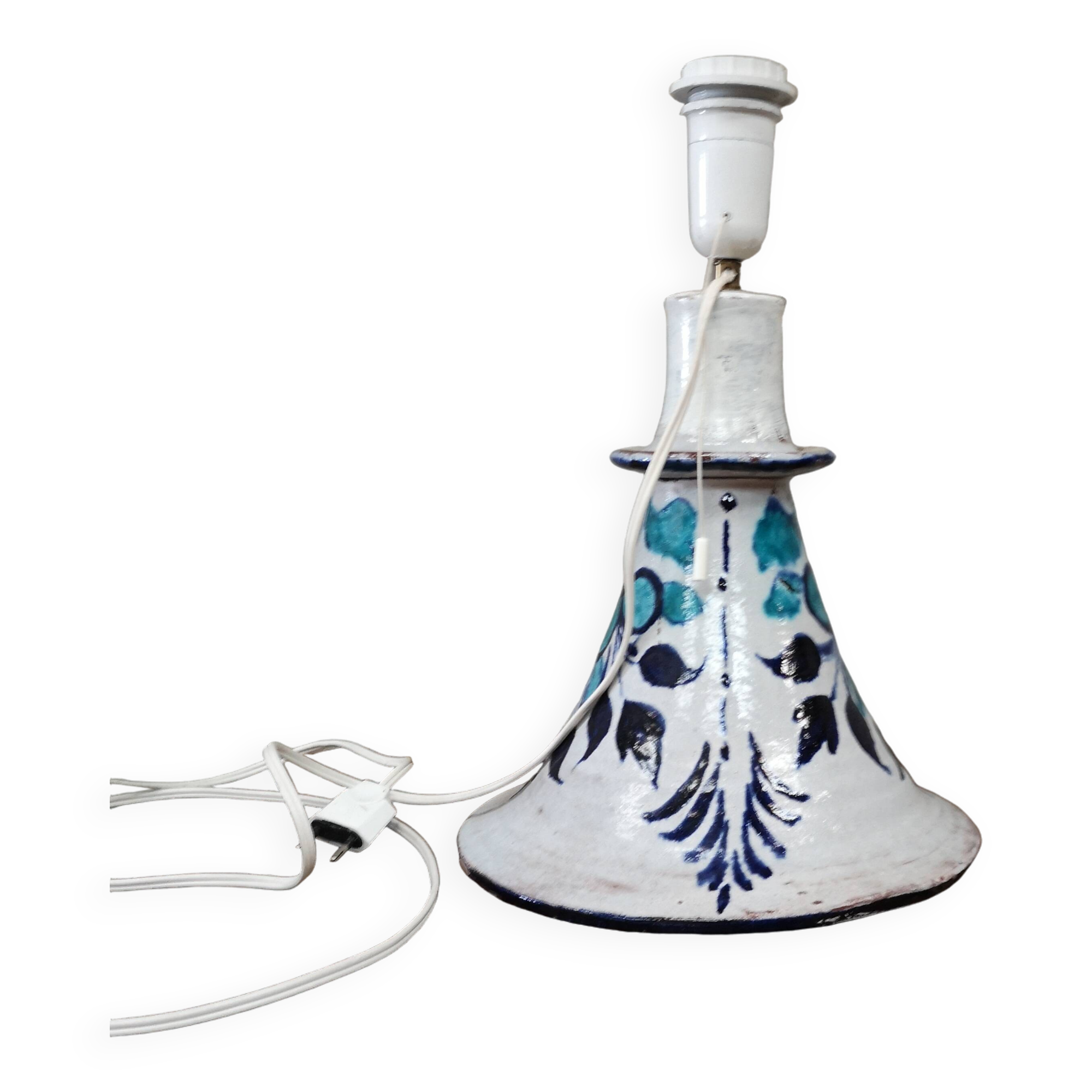 terracotta lamp with vintage floral decor 1950