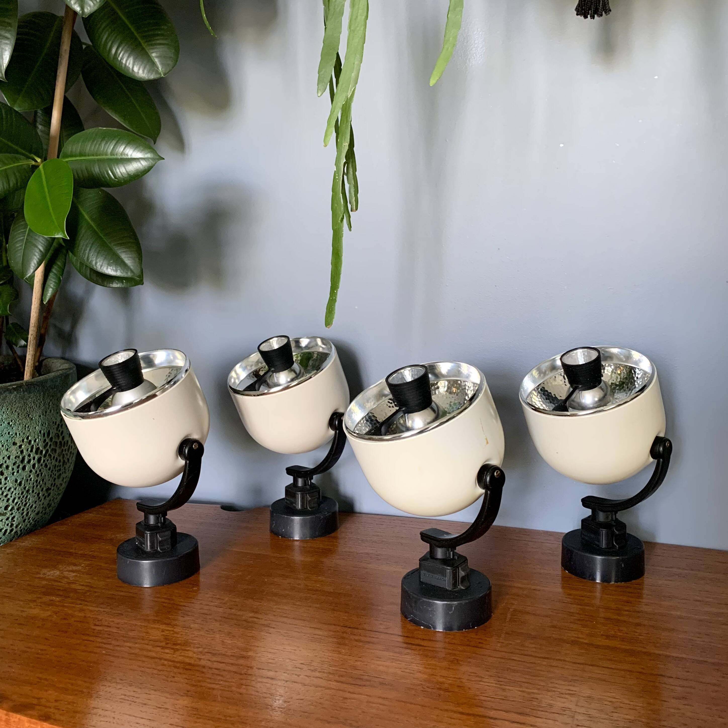 Pair of Hoffmeister cream and black spotlights 1960/1970